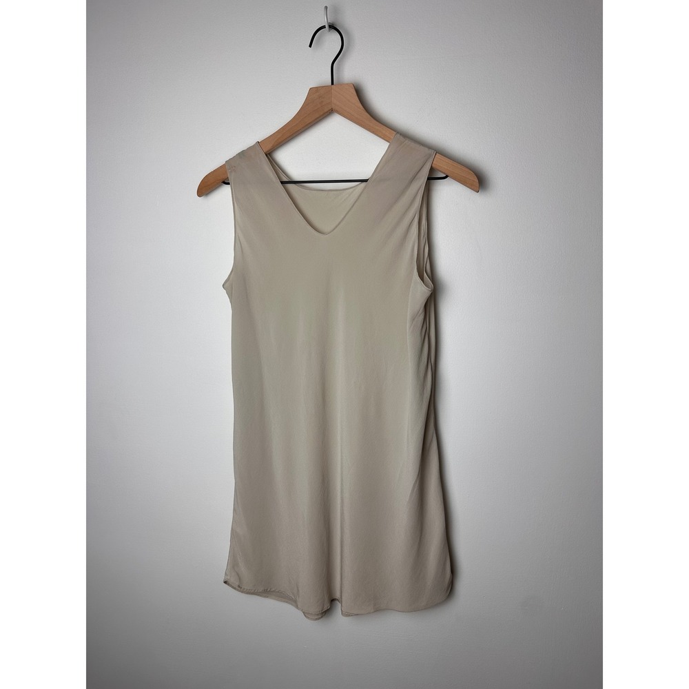 Iris von Arnim 100% Silk Sleeveless‎ Top Beige Minimalist Blouse